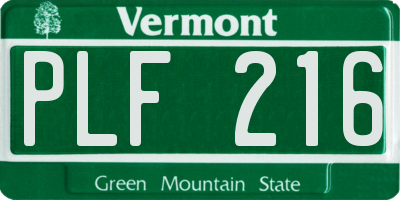 VT license plate PLF216