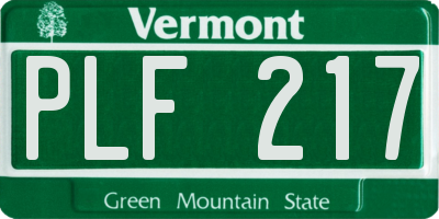 VT license plate PLF217