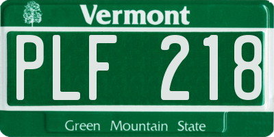 VT license plate PLF218