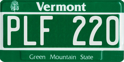 VT license plate PLF220