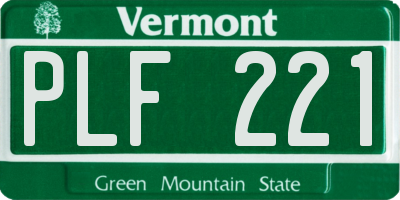 VT license plate PLF221