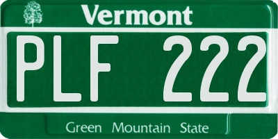 VT license plate PLF222