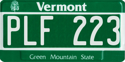 VT license plate PLF223