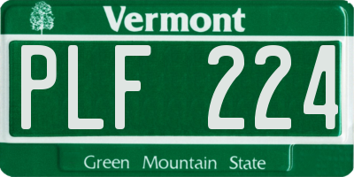 VT license plate PLF224