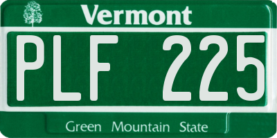 VT license plate PLF225