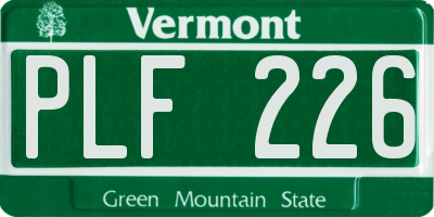VT license plate PLF226