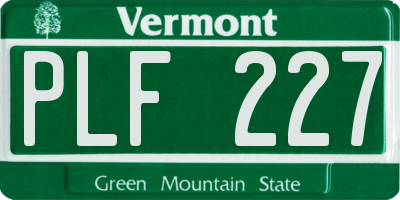 VT license plate PLF227