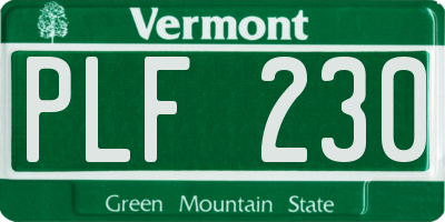 VT license plate PLF230