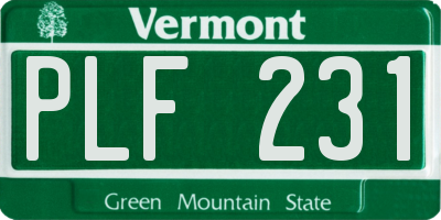 VT license plate PLF231