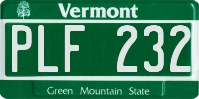 VT license plate PLF232
