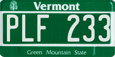 VT license plate PLF233
