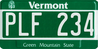 VT license plate PLF234