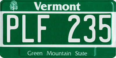 VT license plate PLF235