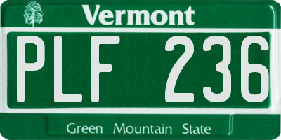 VT license plate PLF236