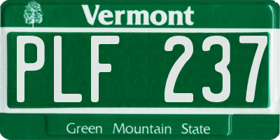 VT license plate PLF237