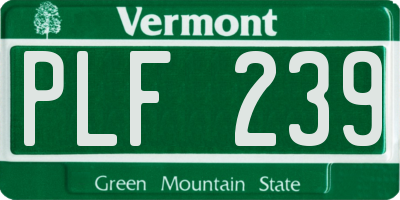 VT license plate PLF239