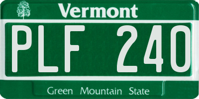 VT license plate PLF240