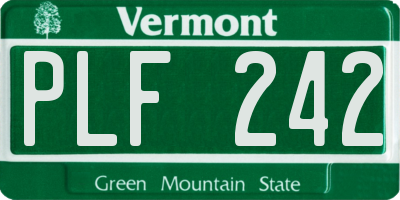 VT license plate PLF242