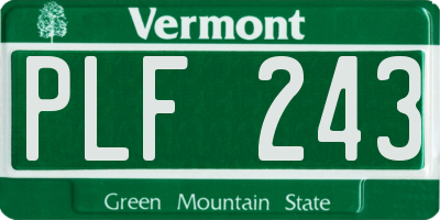 VT license plate PLF243