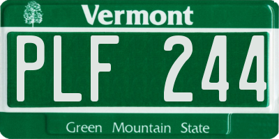 VT license plate PLF244
