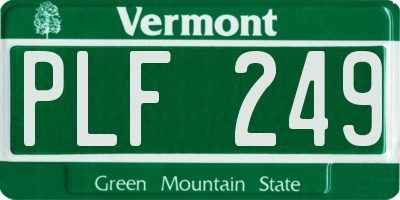 VT license plate PLF249