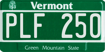 VT license plate PLF250