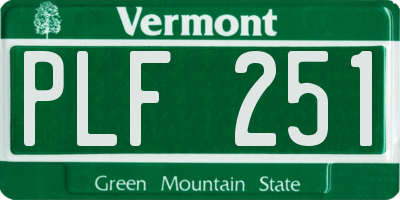 VT license plate PLF251