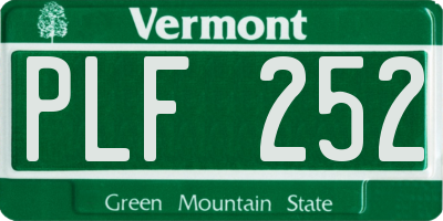 VT license plate PLF252