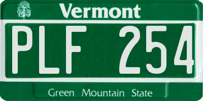 VT license plate PLF254