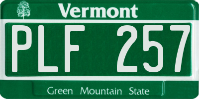 VT license plate PLF257