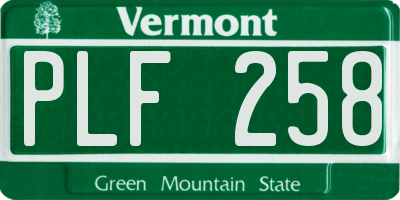 VT license plate PLF258