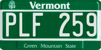 VT license plate PLF259
