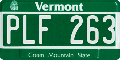 VT license plate PLF263