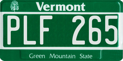 VT license plate PLF265