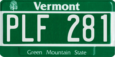 VT license plate PLF281