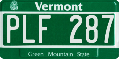VT license plate PLF287