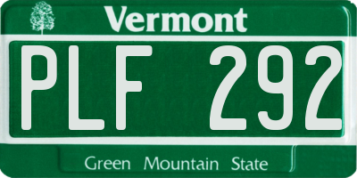 VT license plate PLF292