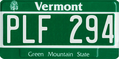 VT license plate PLF294