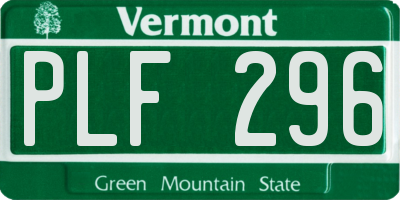 VT license plate PLF296