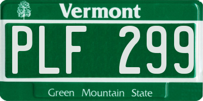 VT license plate PLF299