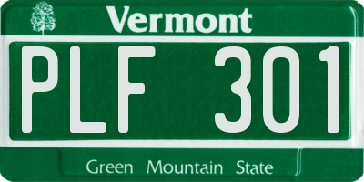 VT license plate PLF301