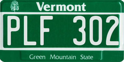 VT license plate PLF302
