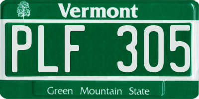 VT license plate PLF305
