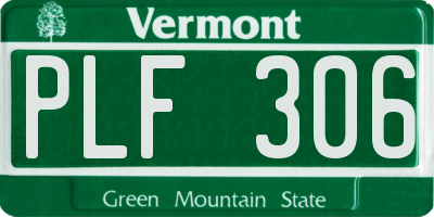 VT license plate PLF306