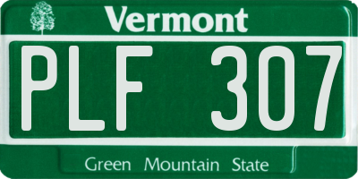 VT license plate PLF307