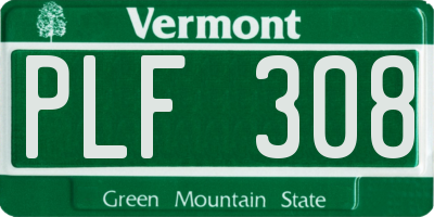 VT license plate PLF308