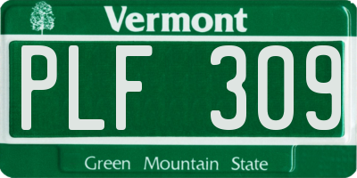 VT license plate PLF309