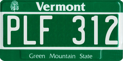 VT license plate PLF312