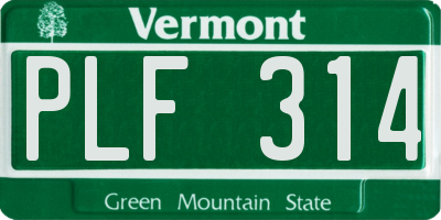 VT license plate PLF314