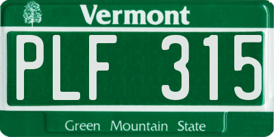 VT license plate PLF315